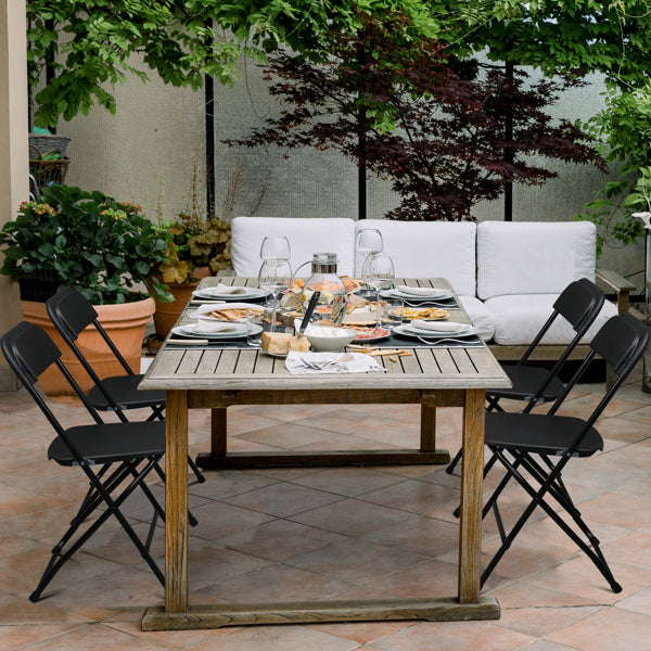 4 Pieces Black Injection-molded Classic Style Courtyard Plastic Folding Chairs