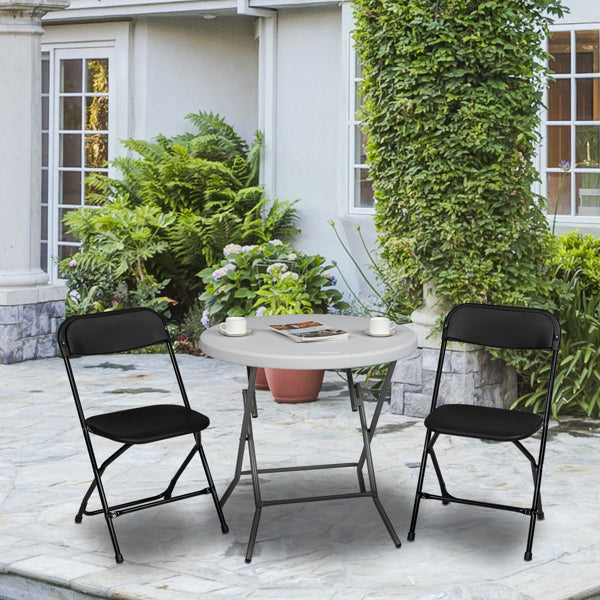 4 Pieces Black Injection-molded Classic Style Courtyard Plastic Folding Chairs