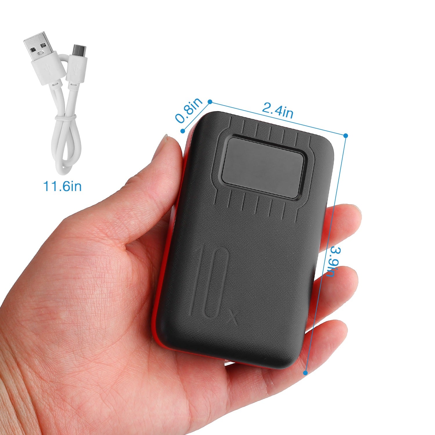 1Pc 1W MAh Portable Power Bank External Battery Pack Charger Dual USB Charge Interface With LCD Display Flashlight Type C Micro USB Lightning Input