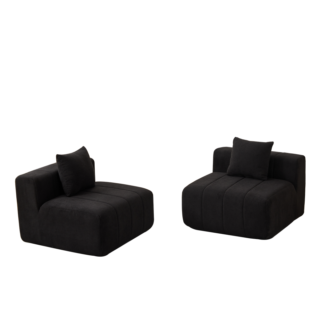 Chenille Sectional Sofa With 2 Pillows,Symmetrical Modular Sofa Sectional For Bedroom, Living Room, Office For Leisure Or Nap, Reading Room, And Lobby