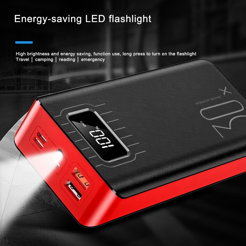 20,000mAh Portable Power Bank – Dual USB + LED Flashlight