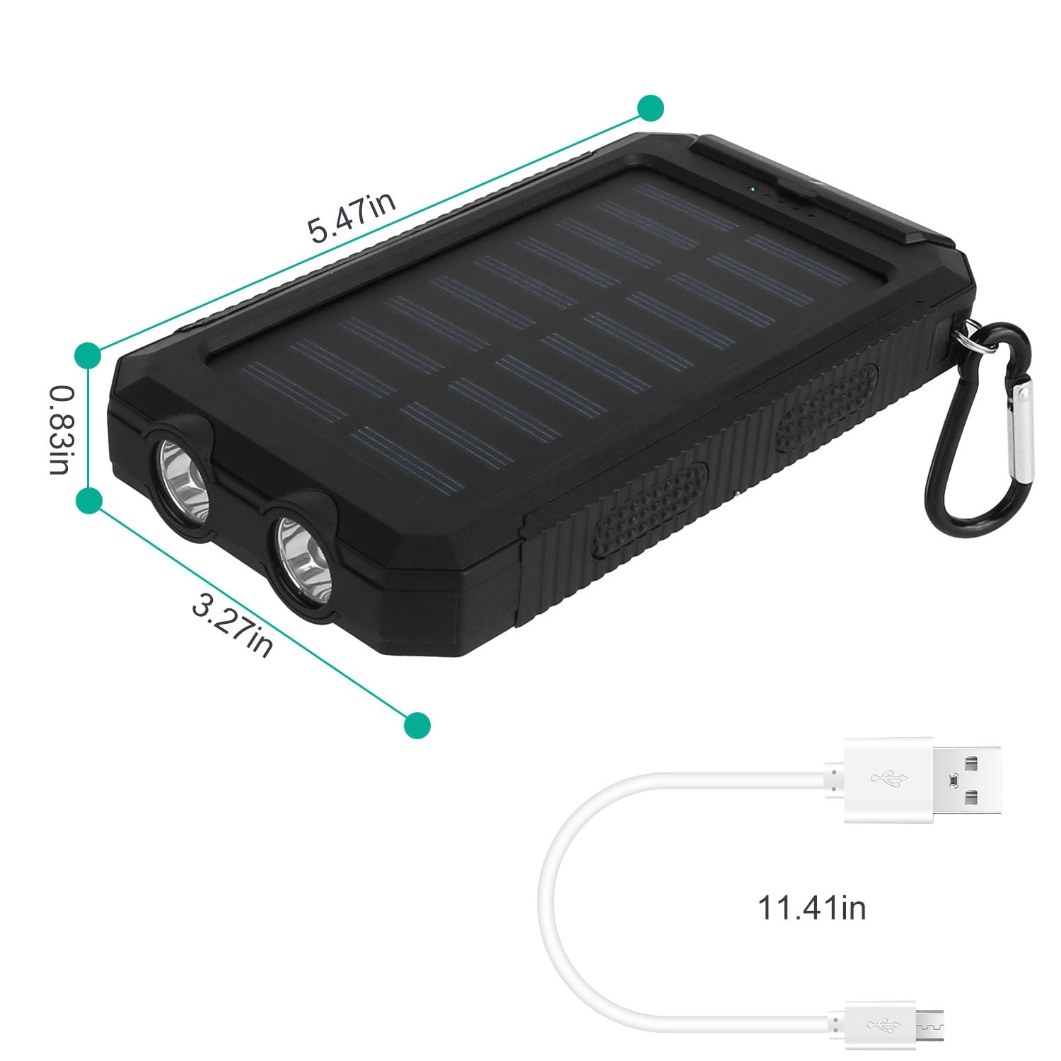 1Pc 1W MAh Solar Power Bank External Battery Pack Dual USB Interface Outdoor Charger With Battery Indicators SOS LED Lights Compass Camping Hiking
