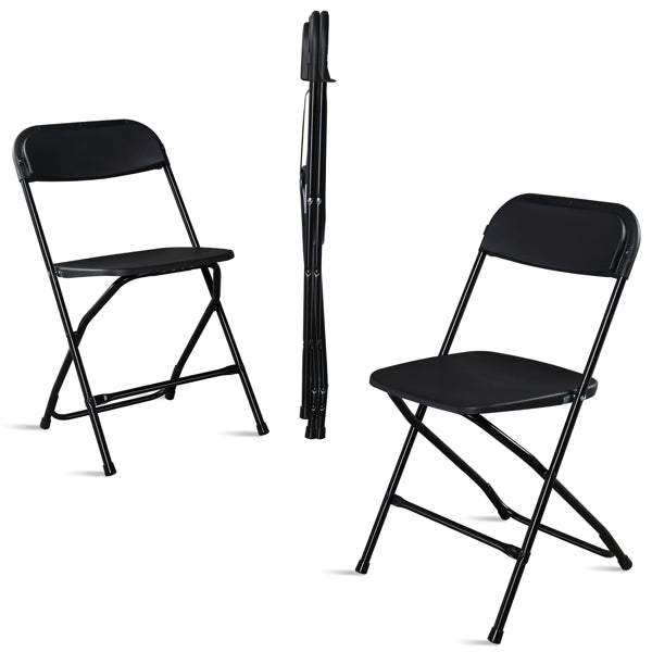 4 Pieces Black Injection-molded Classic Style Courtyard Plastic Folding Chairs