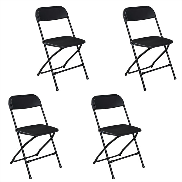 4 Pieces Black Injection-molded Classic Style Courtyard Plastic Folding Chairs