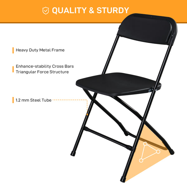 4 Pieces Black Injection-molded Classic Style Courtyard Plastic Folding Chairs