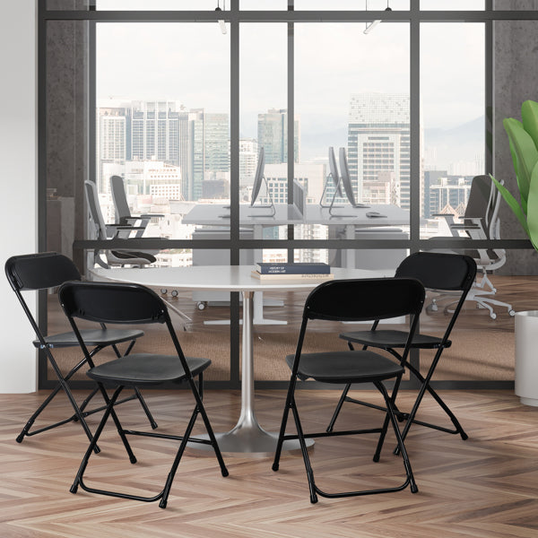 4 Pieces Black Injection-molded Classic Style Courtyard Plastic Folding Chairs