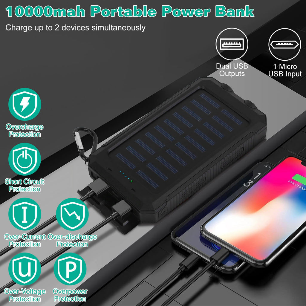 1Pc 1W MAh Solar Power Bank External Battery Pack