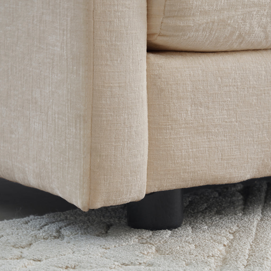 Comfy Deep Single Seat Sofa Upholstered Reading Armchair Living Room Chair Beige Chenille Fabric , 1 Toss Pillow