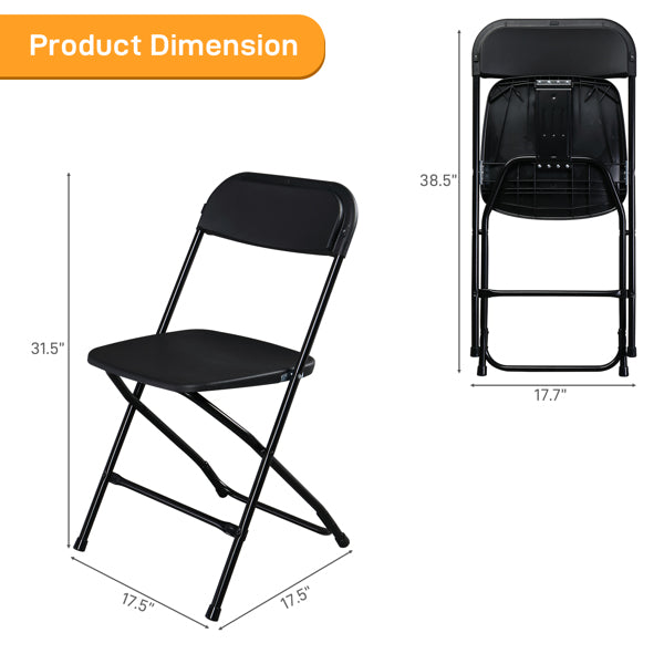 4 Pieces Black Injection-molded Classic Style Courtyard Plastic Folding Chairs