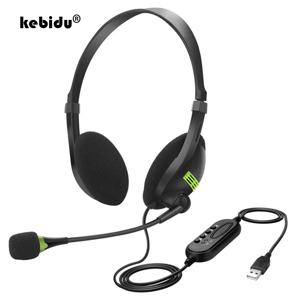 Kebidu Wired Headset with Microphone – USB & 3.5mm