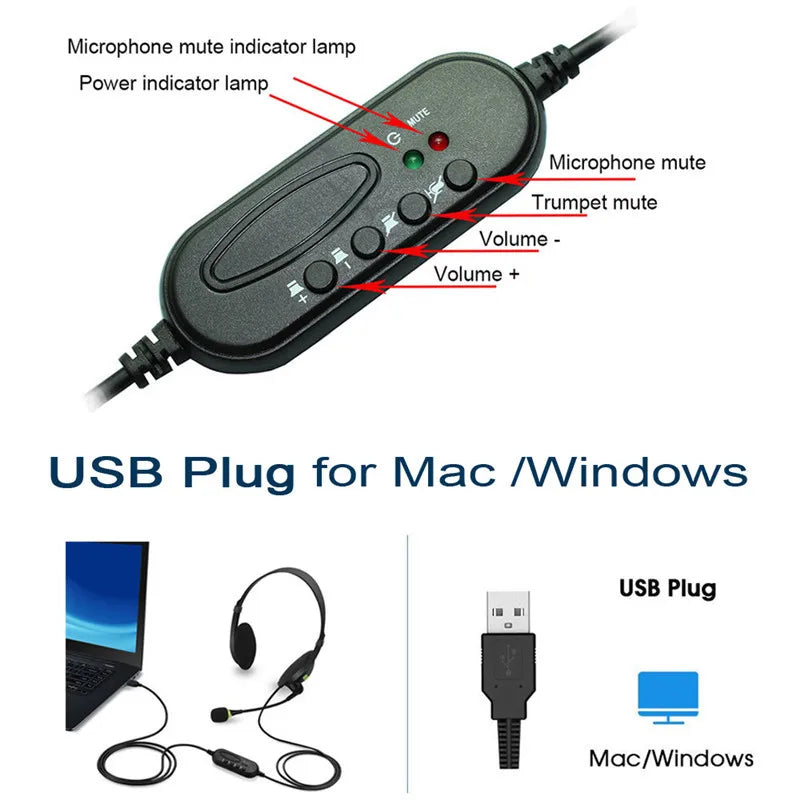 Kebidu Wired Headset with Microphone – USB & 3.5mm