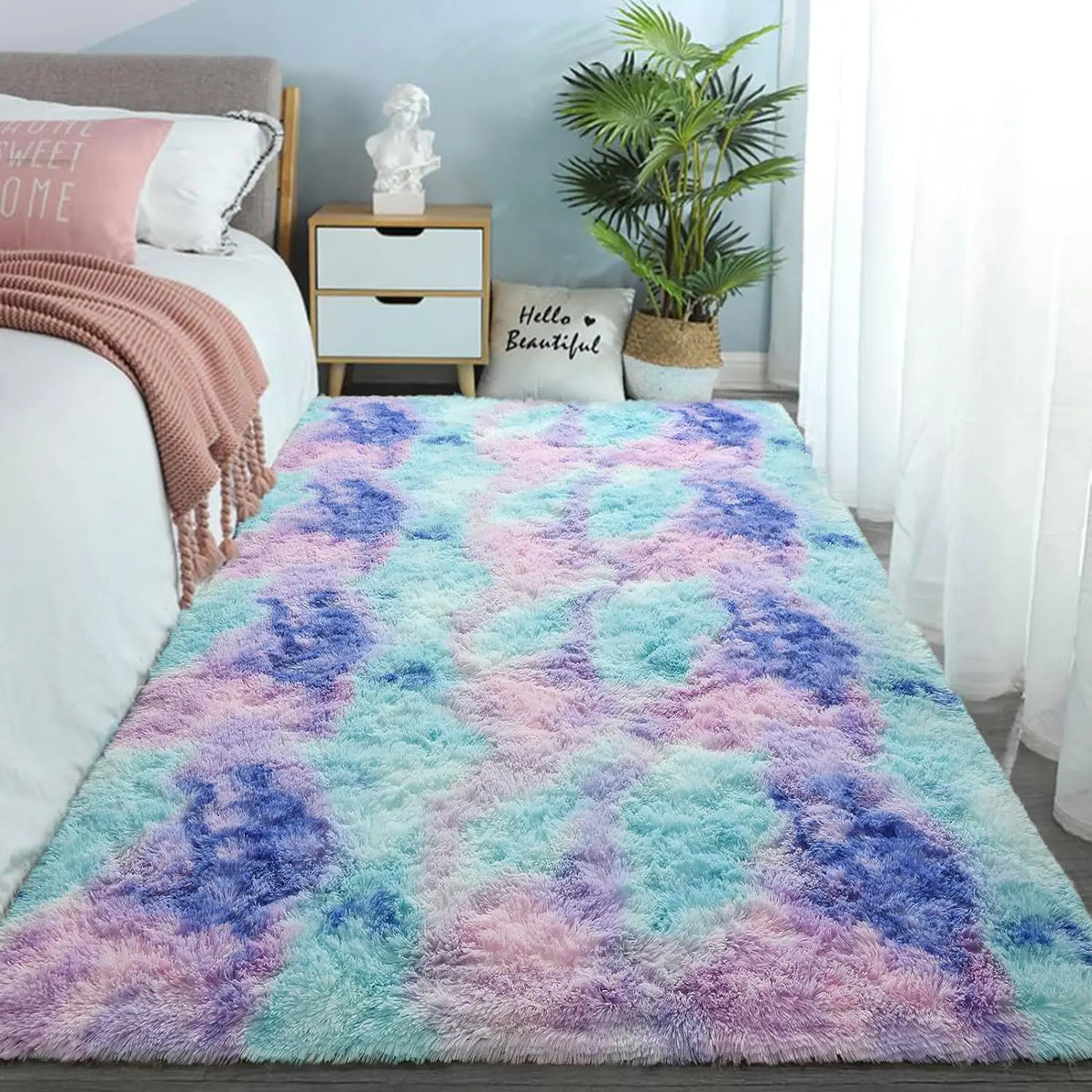 Soft Plush Tie-Dye Carpet – Non-Slip, Multi-Size