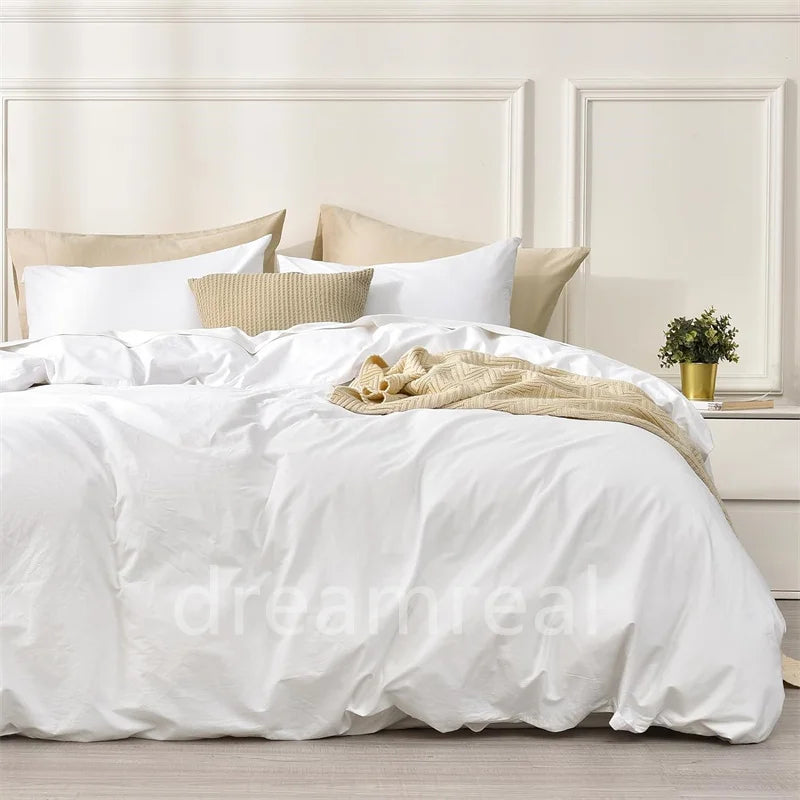 Dreamreal 100% Washed Cotton Bedding Set – 4-Piece Duvet Cover Set