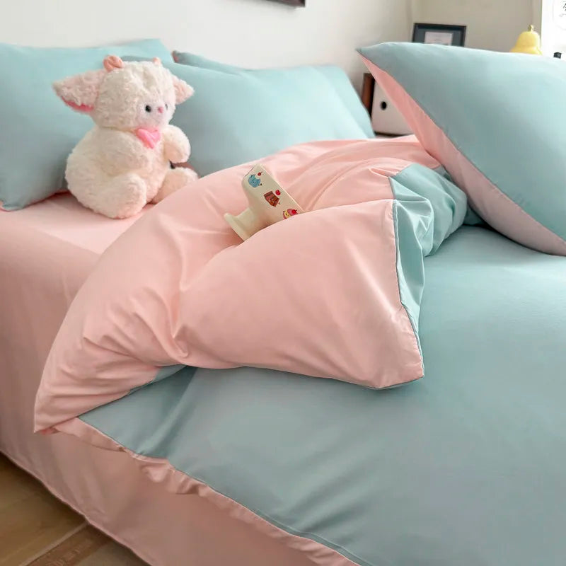 Dreamreal Washed Cotton Duvet Cover Set – 3-Piece Solid Bedding