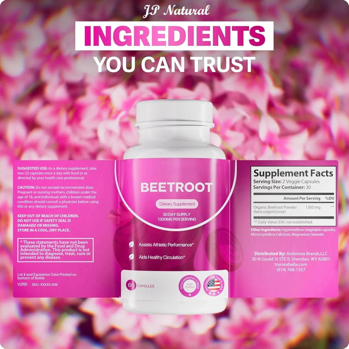 Rosabella Beet Root Capsules, 60 Count