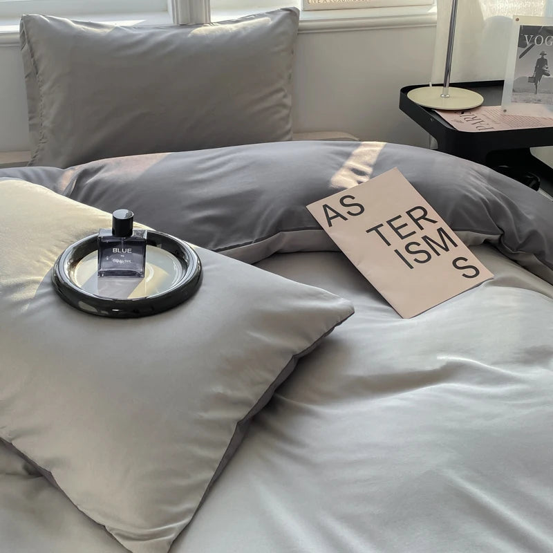 Dreamreal Washed Cotton Duvet Cover Set – 3-Piece Solid Bedding