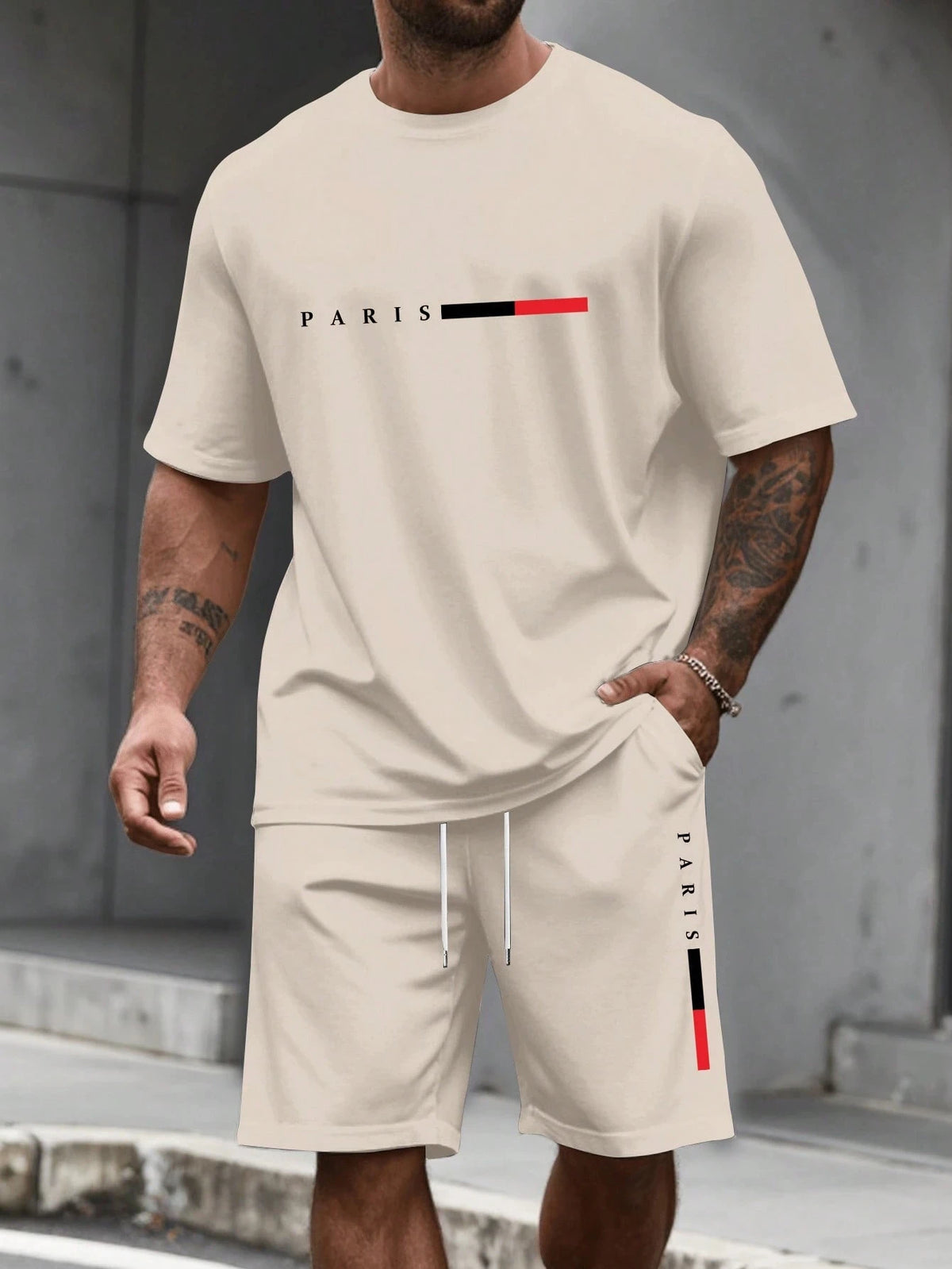 Men's 2-Piece Print Tracksuit Set — Short Sleeve Shirt & Shorts (S–6XL)