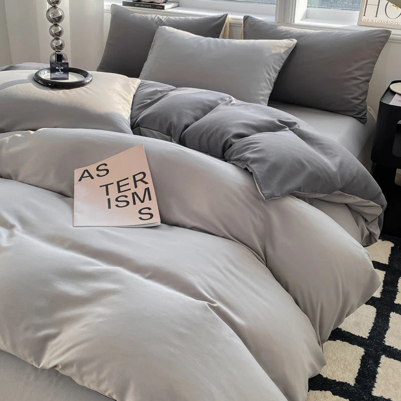 Dreamreal Washed Cotton Duvet Cover Set – 3-Piece Solid Bedding