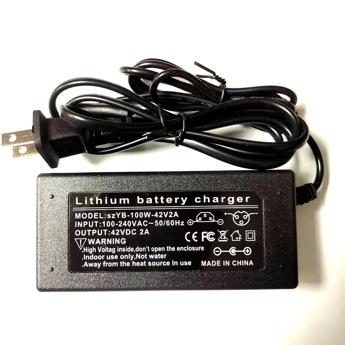 36V 2A Smart Lithium Battery Charger – DC42V, EU/US Plug