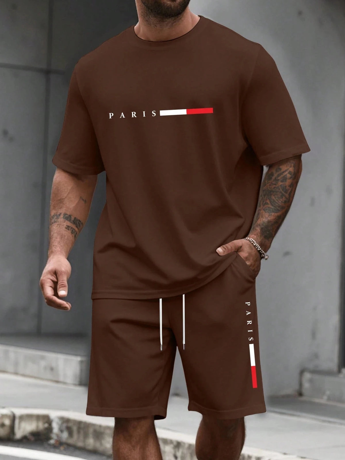 Men's 2-Piece Print Tracksuit Set — Short Sleeve Shirt & Shorts (S–6XL)