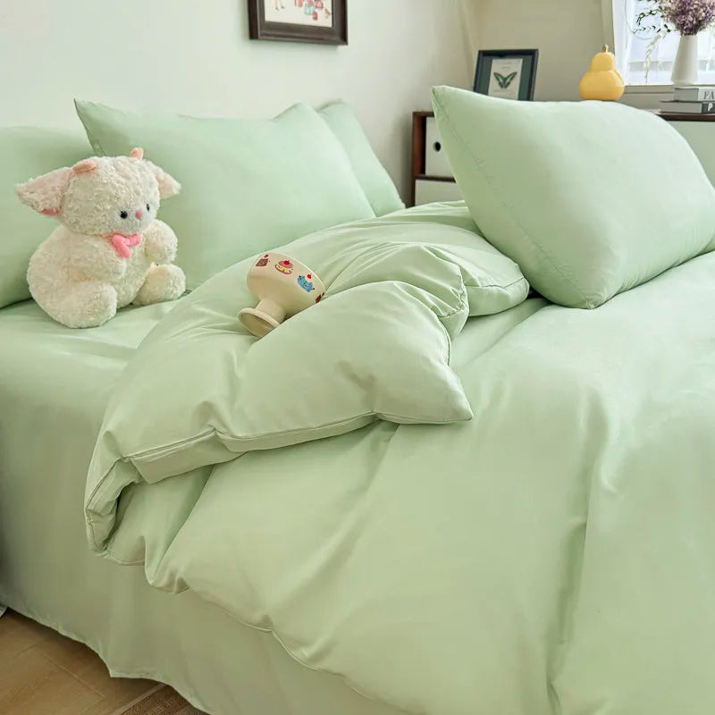 Dreamreal Washed Cotton Duvet Cover Set – 3-Piece Solid Bedding