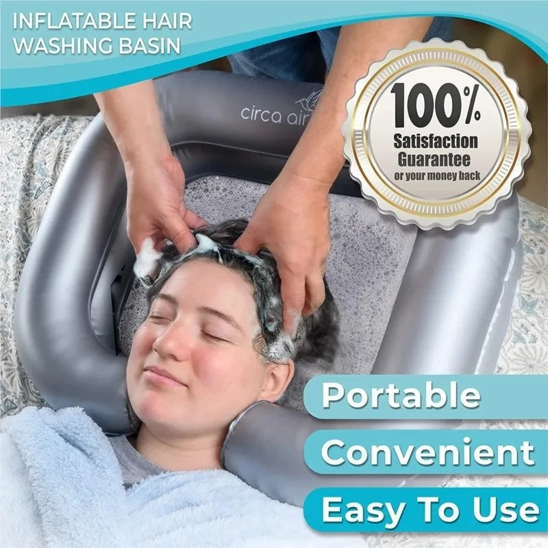 Inflatable Shampoo Basin with Drain Tube – Portable, Foldable