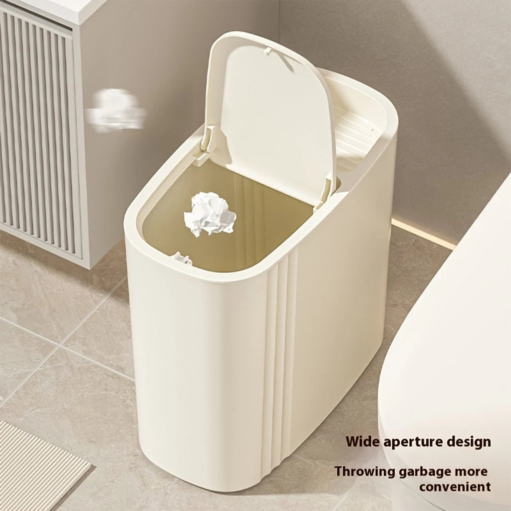 12L Odor-Sealing Press-Lid Trash Can – Slim & Compact