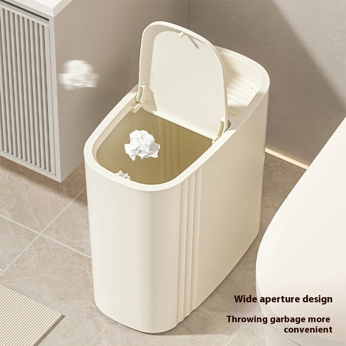 12L Odor-Sealing Press-Lid Trash Can – Slim & Compact