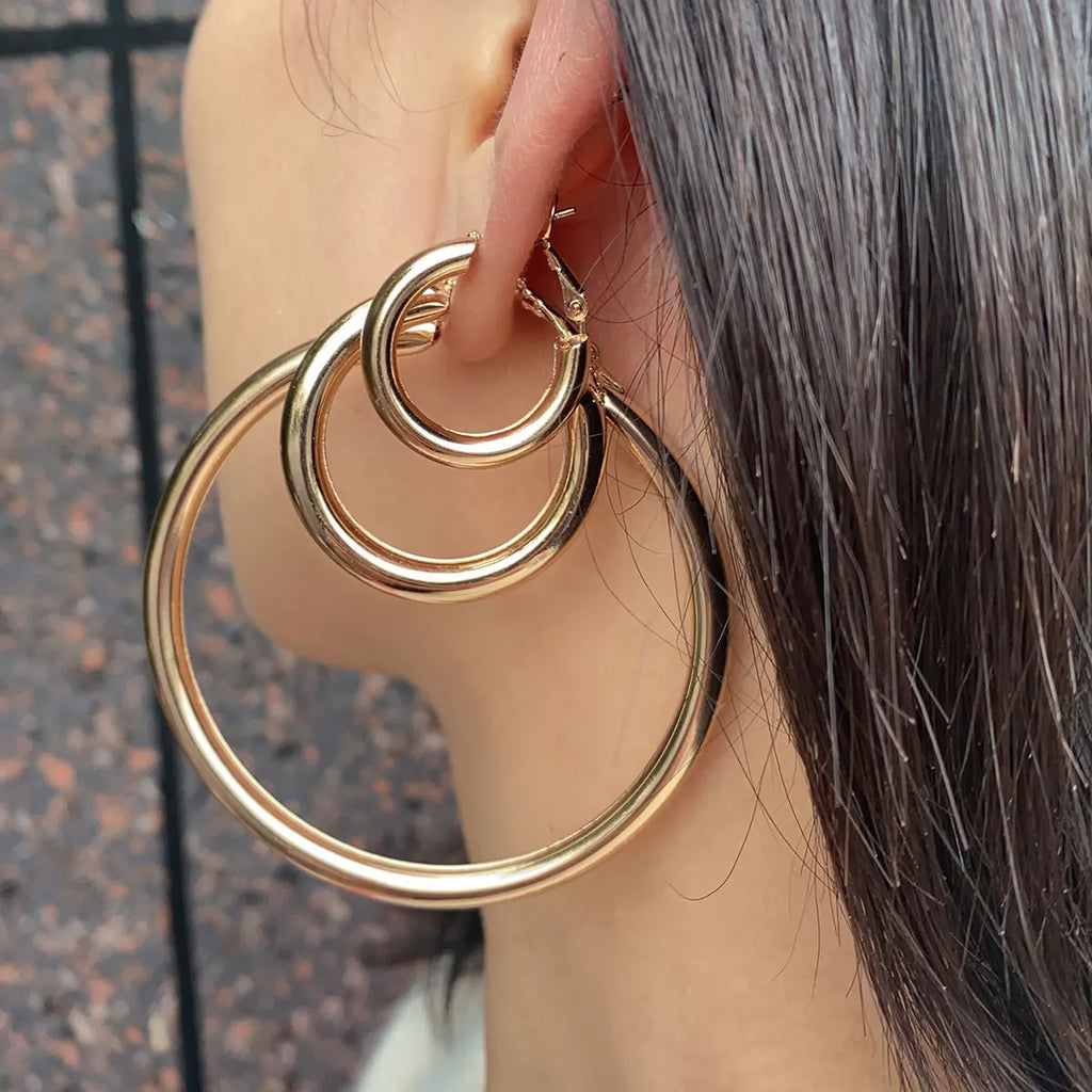 Smooth Circle Hoop Earrings – Gold & Silver, 15mm–70mm | Women's Fashion Jewelry
