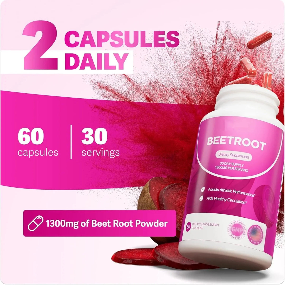 Rosabella Beet Root Capsules, 60 Count
