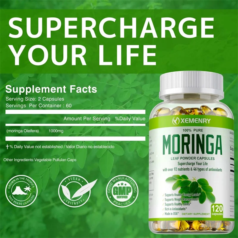 Organic Moringa Capsules – Superfood for Energy, Immunity & Detox