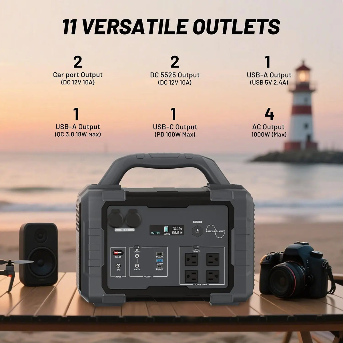 1000W Portable Power Station – 1024Wh LiFePO4 Solar Generator