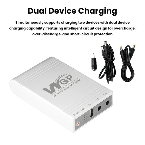10400mAh Mini UPS Battery Backup — 24W, 5V/9V/12V for Routers, Modems & Cameras