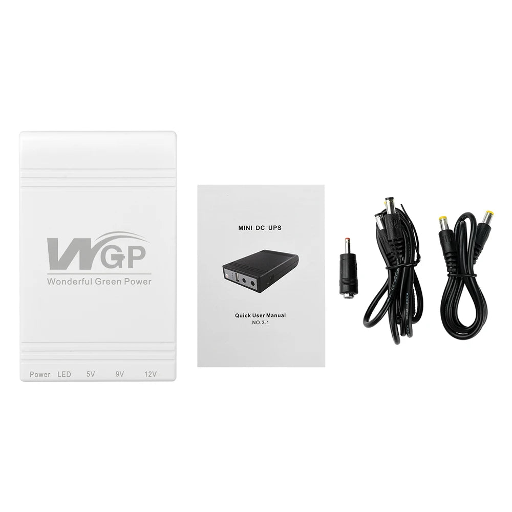 10400mAh Mini UPS Battery Backup — 24W, 5V/9V/12V for Routers, Modems & Cameras