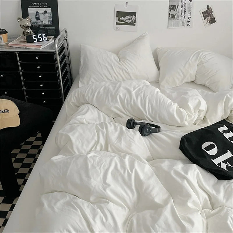 Dreamreal 100% Washed Cotton Bedding Set – 4-Piece Duvet Cover Set