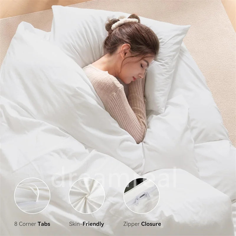 Dreamreal 100% Washed Cotton Bedding Set – 4-Piece Duvet Cover Set