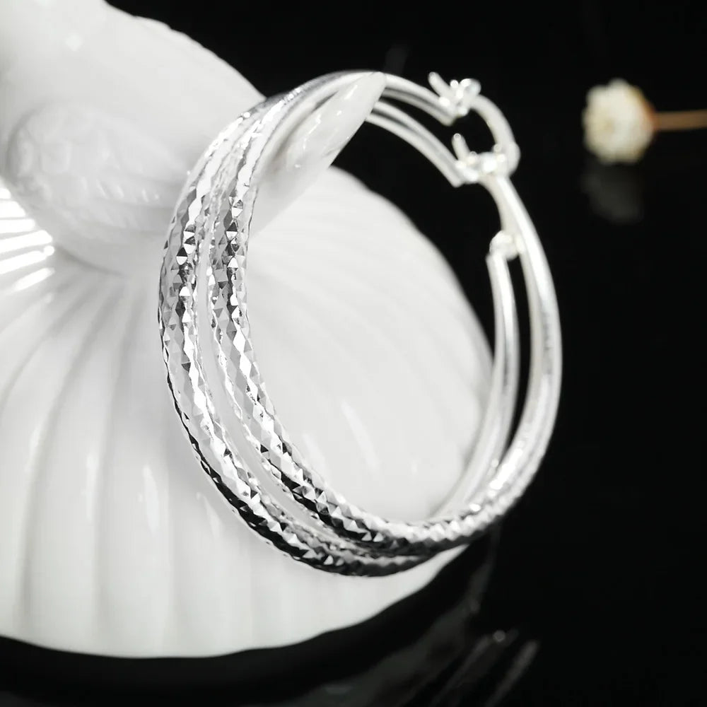 925 Sterling Silver 5cm Circle Hoop Earrings for Women – Elegant Wedding & Party Jewelry