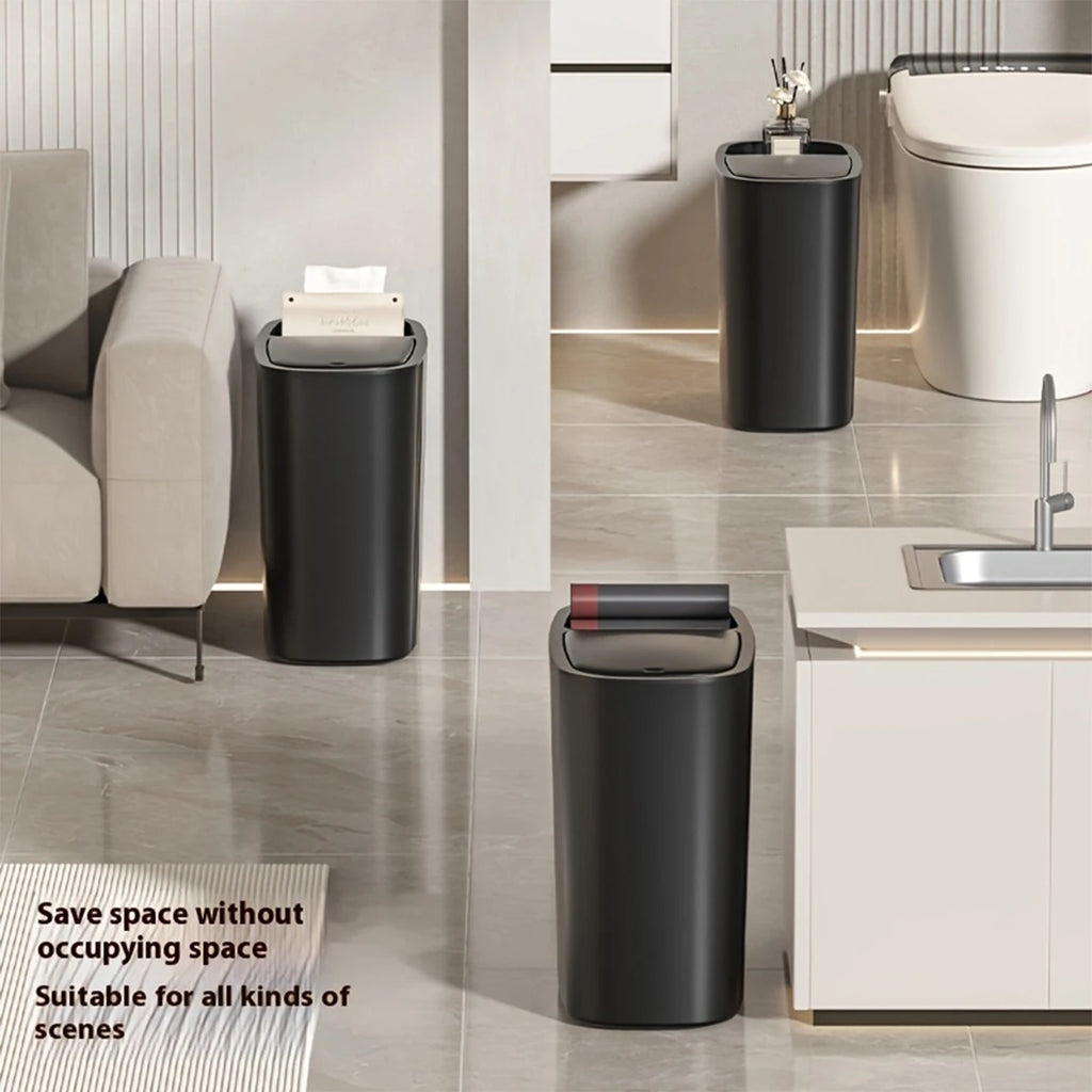 12L Odor-Sealing Press-Lid Trash Can – Slim & Compact