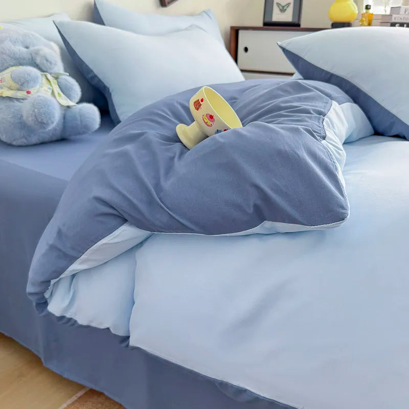 Dreamreal Washed Cotton Duvet Cover Set – 3-Piece Solid Bedding