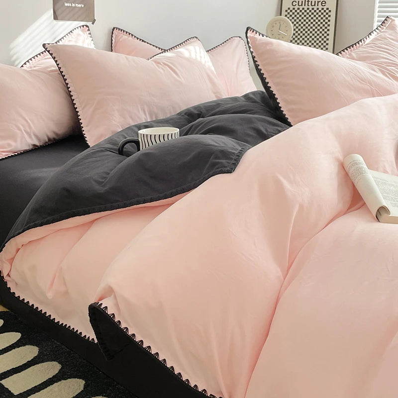 Dreamreal Washed Cotton Bedding Set – 4-Piece Flat or Fitted Sheet Set
