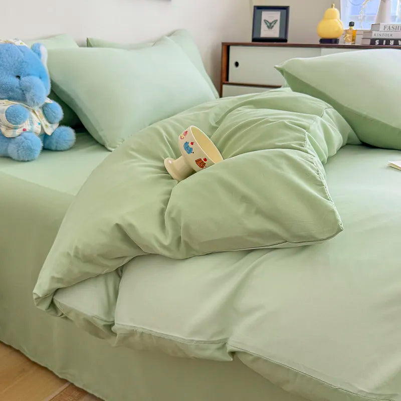 Dreamreal Washed Cotton Duvet Cover Set – 3-Piece Solid Bedding