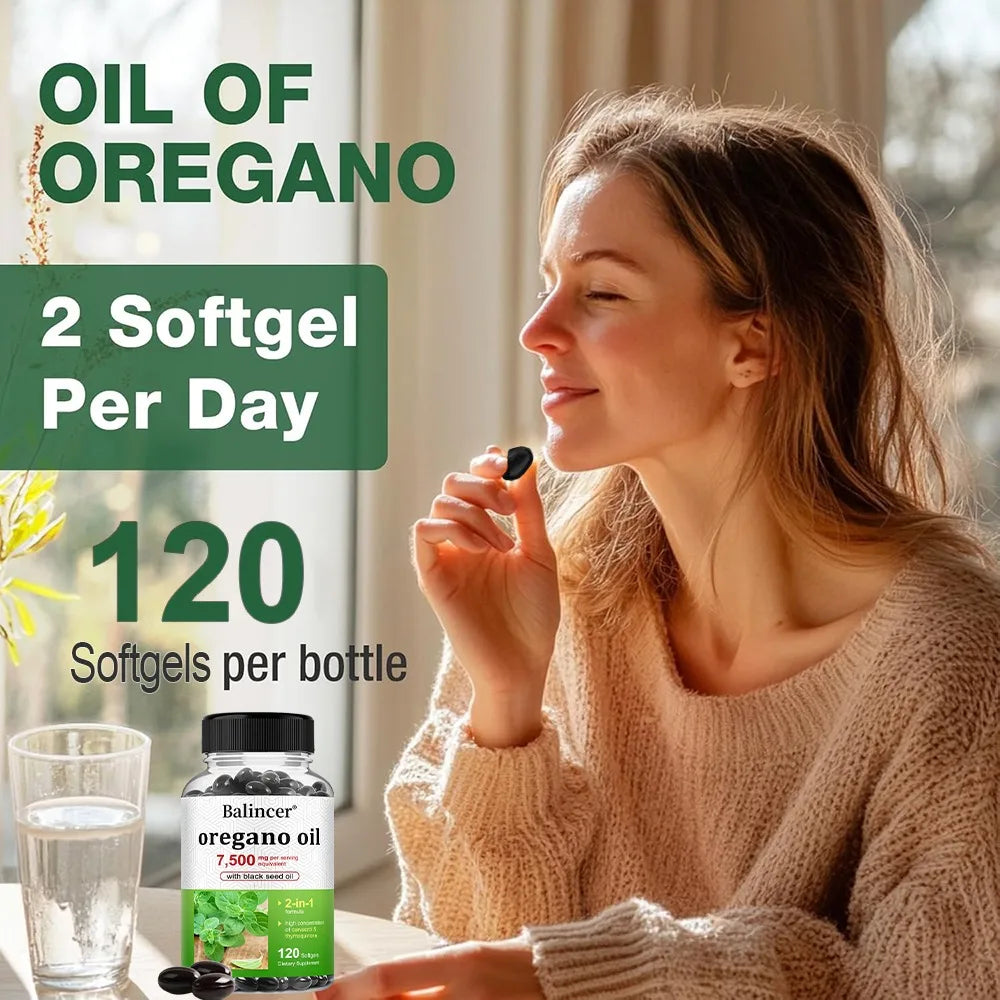 Oregano Oil 7,500mg + Black Seed Oil Capsules
