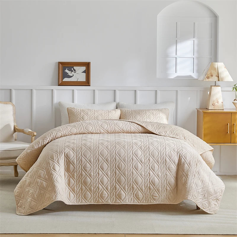 Quilted Bedspread Coverlet Set – 3-Piece All-Season Comforter with Pillow Shams