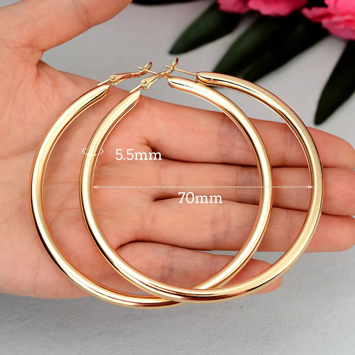 Smooth Circle Hoop Earrings – Gold & Silver, 15mm–70mm | Women's Fashion Jewelry