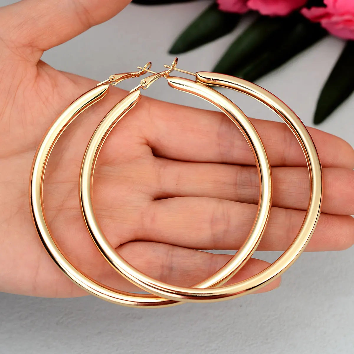 Smooth Circle Hoop Earrings – Gold & Silver, 15mm–70mm | Women's Fashion Jewelry