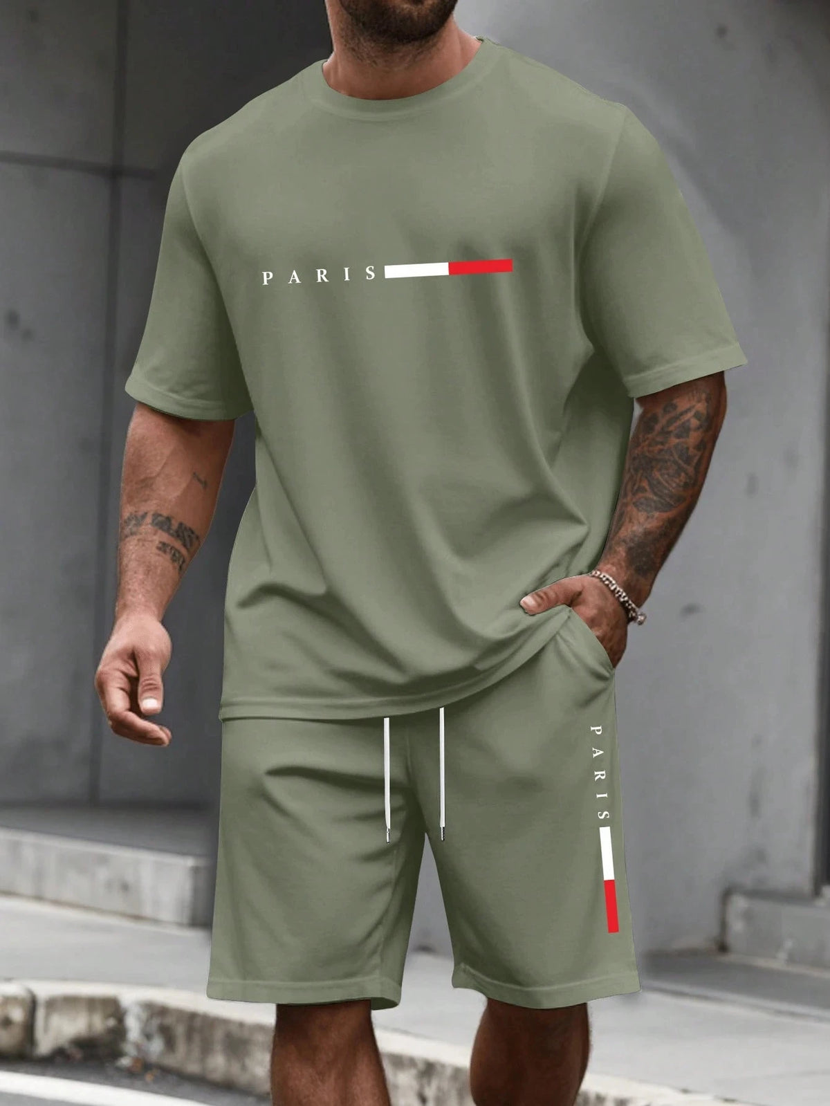 Men's 2-Piece Print Tracksuit Set — Short Sleeve Shirt & Shorts (S–6XL)