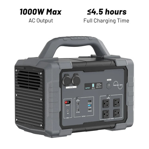 1000W Portable Power Station – 1024Wh LiFePO4 Solar Generator