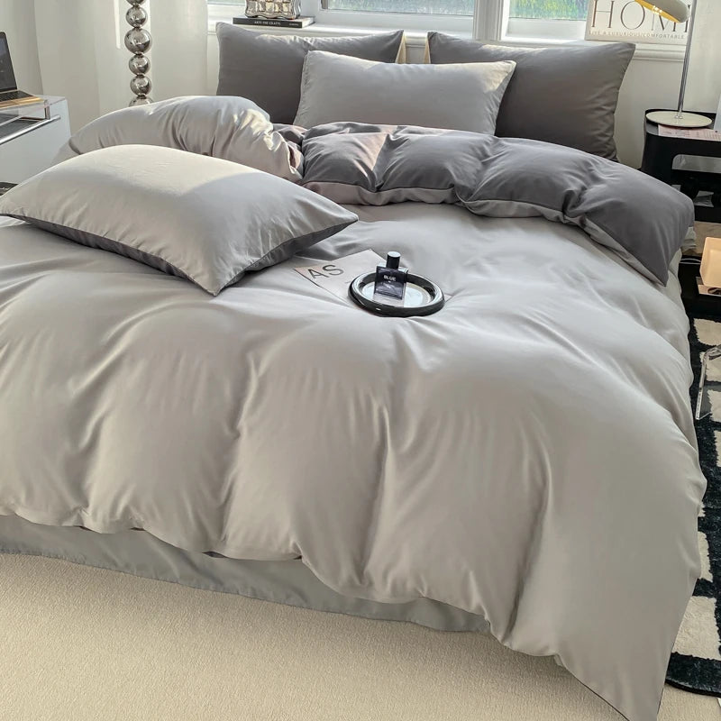 Dreamreal Washed Cotton Duvet Cover Set – 3-Piece Solid Bedding