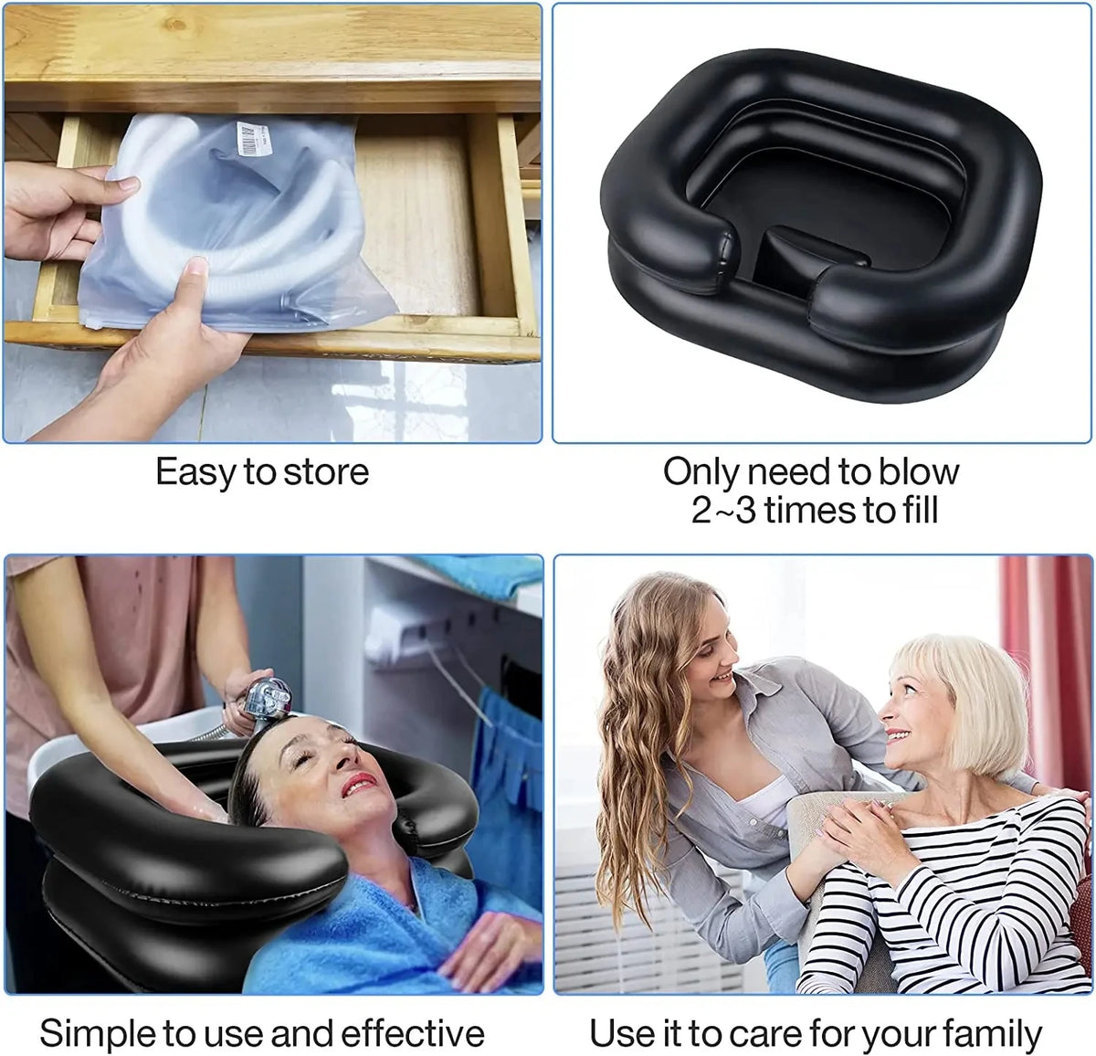 Inflatable Shampoo Basin with Drain Tube – Portable, Foldable