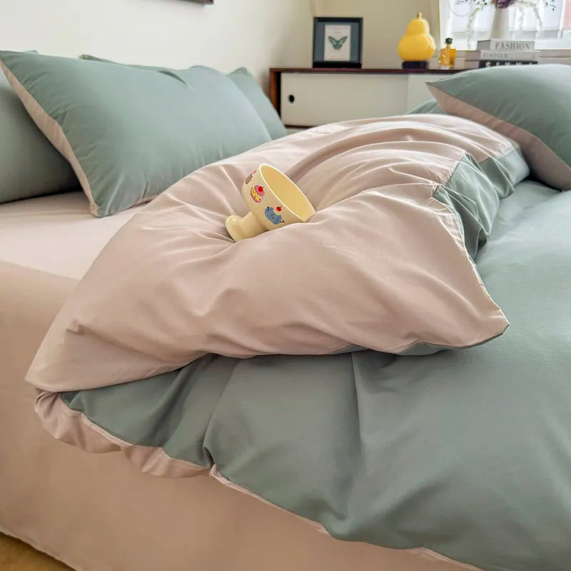 Dreamreal Washed Cotton Duvet Cover Set – 3-Piece Solid Bedding